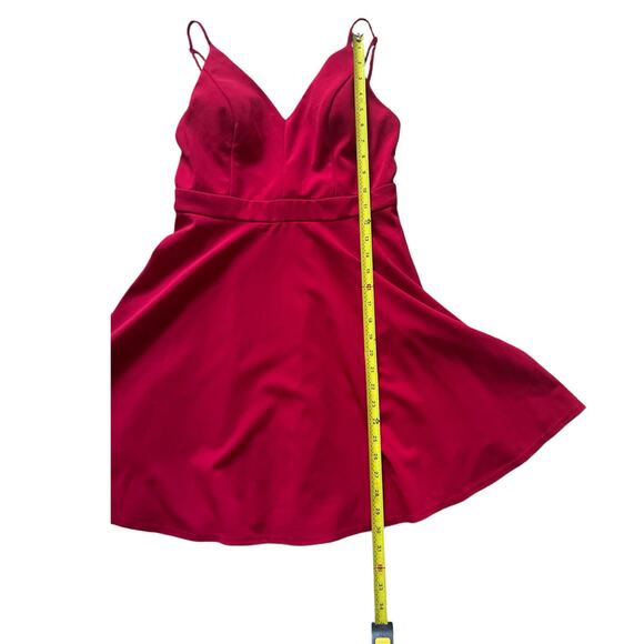 Jodi Kristopher Red V Neck Backless Cocktail Fit and Flare Dress Juniors Size 11 - Picture 2 of 6
